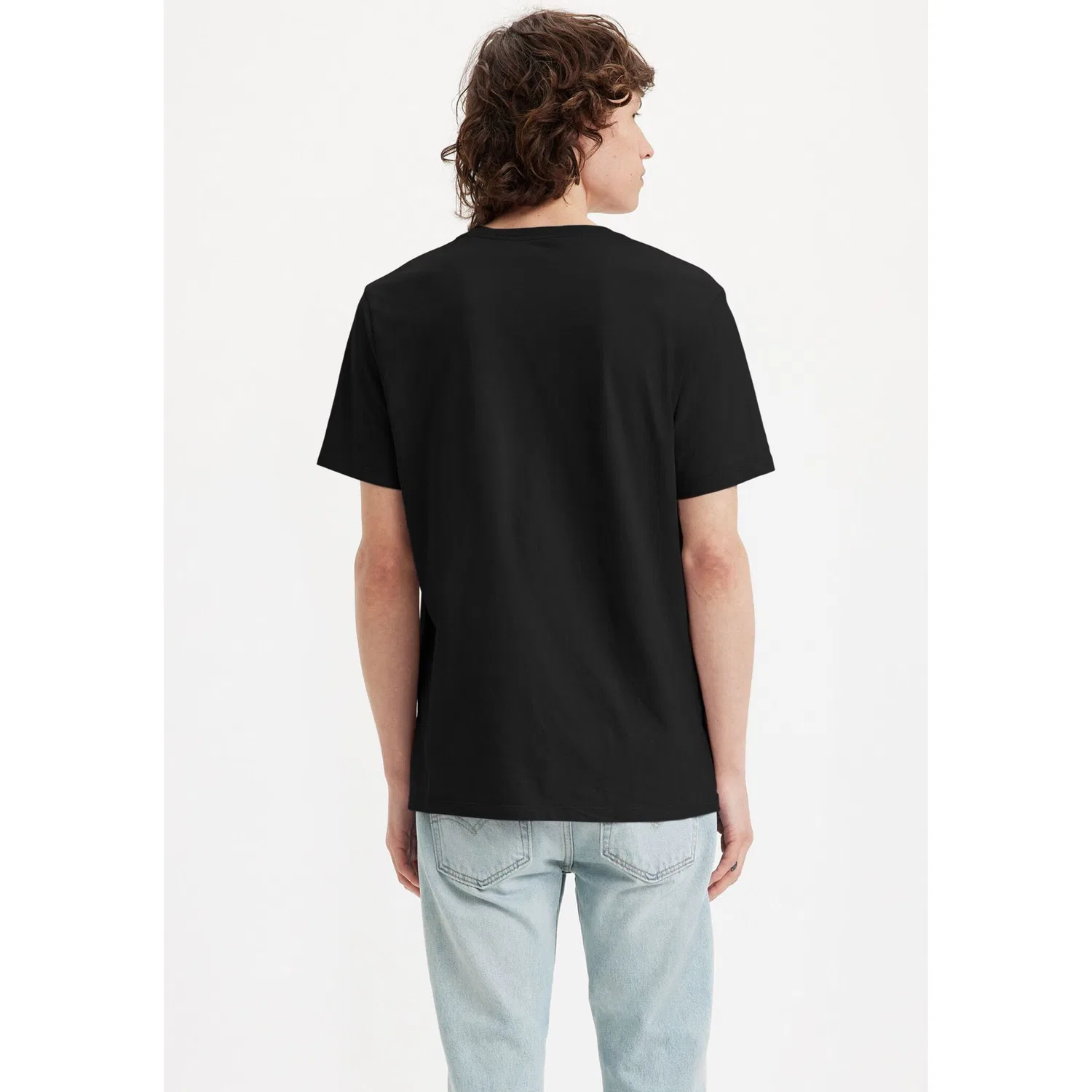 Мужская V-образная трикотажная джерси футболка с логотипом Levi's, Black — фото 3