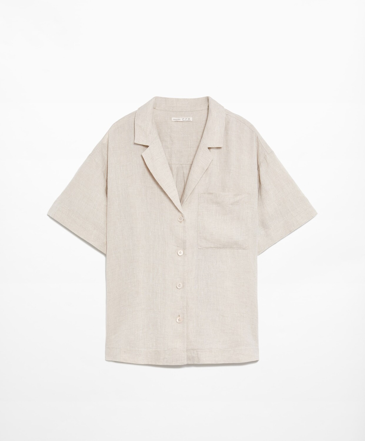 

Рубашка с коротким рукавом Oysho Linen Short Sleeve, светло-бежевый