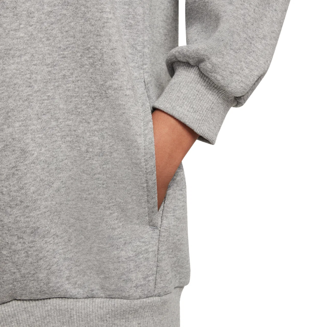 Худи для девочек Club Fleece Oversized Nike, цвет Dk Grey Heather/White — фото 4