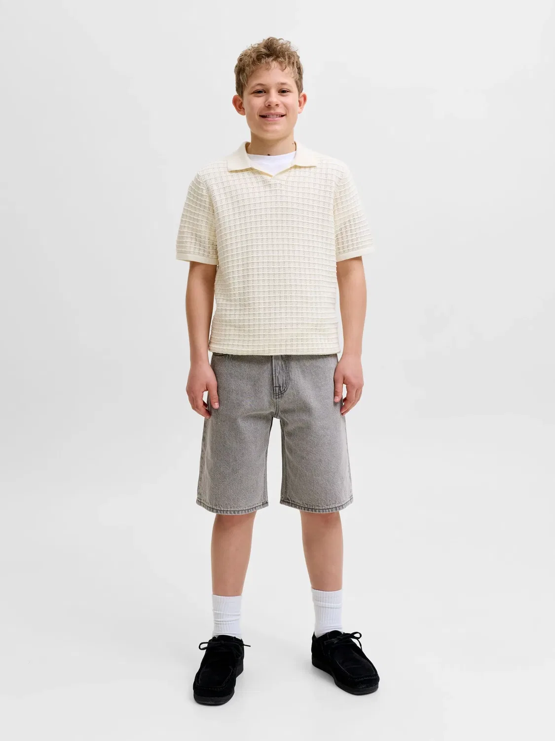 Шорты джинсовые серый деним Jack & Jones Junior, серый — фото 4