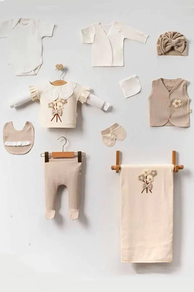 Детский комплект для новорожденных с цветочным принтом Fisto collared sling floral floral set Cherub Baby, Beige