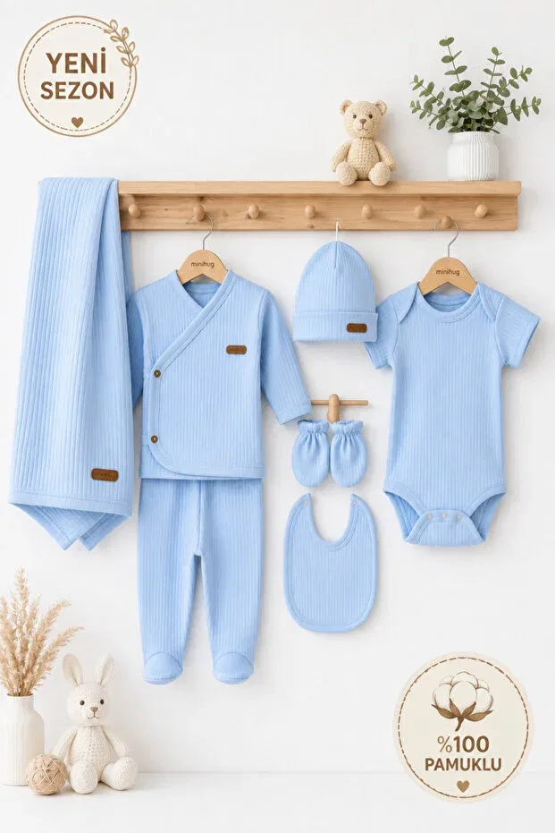 Детский комплект боди для новорожденных мальчиков хлопковый Seasonal cotton Miapolixa, Blue — фото 2