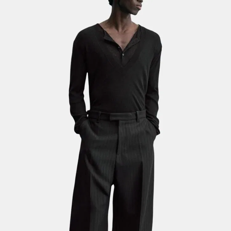 Мужское трикотажное изделие с V-образным вырезом Black ZARA, Black — фото 4