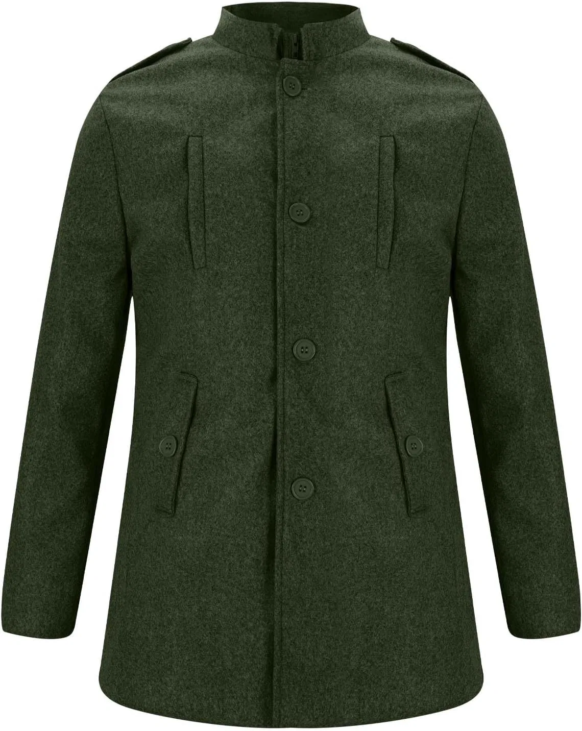 Мужское пальто-тренч с длинным рукавом, Slim Fit, зелёный — фото 2