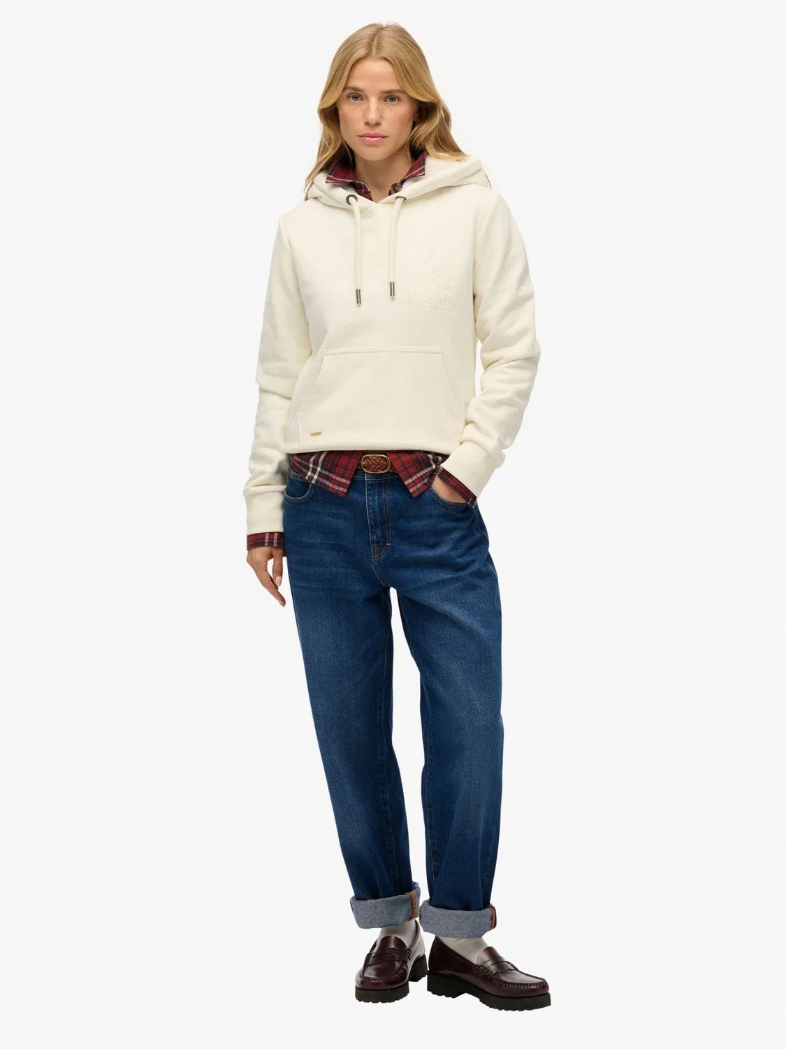 Худи оверсайз Relaxed Hoodie Superdry, кремовый — фото 4