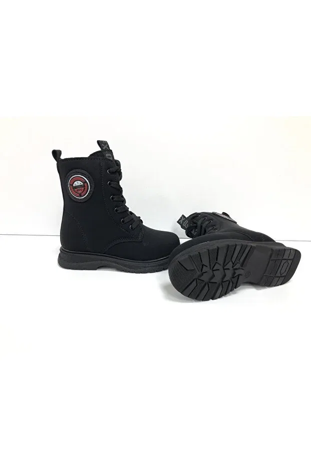 Детские ботинки для девочек на плоском ходу Kafkaslar short postal model colored girl's boots Kafkaslar Ayakkabi, Matte-Black — фото 3
