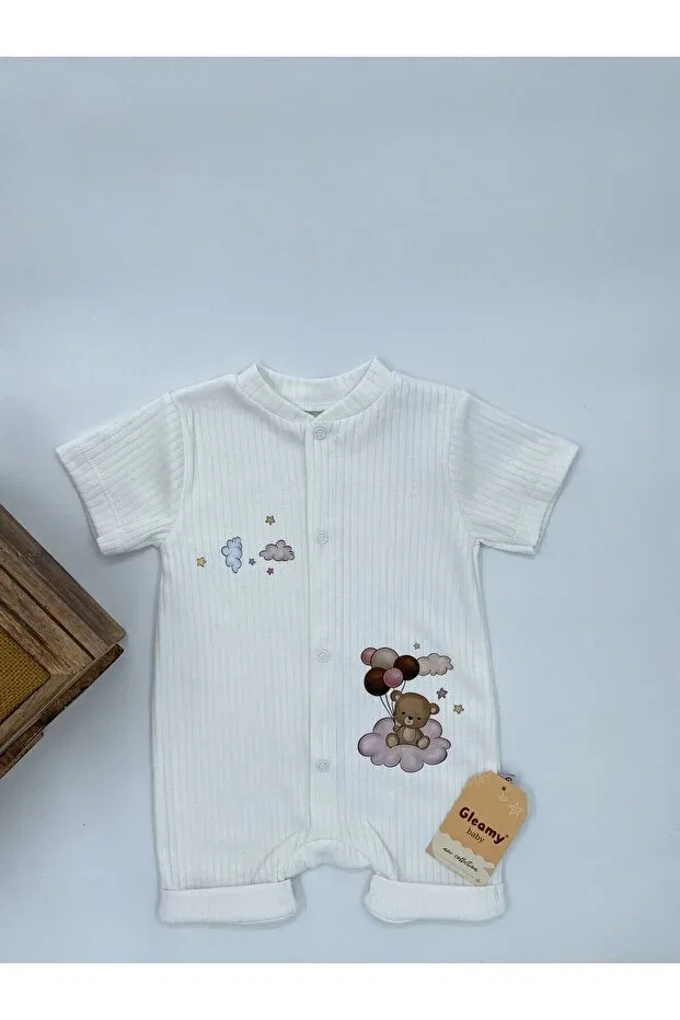 Детское боди-комбинезон с принтом Teddy Bear Cloud Gleamy, White — фото 3