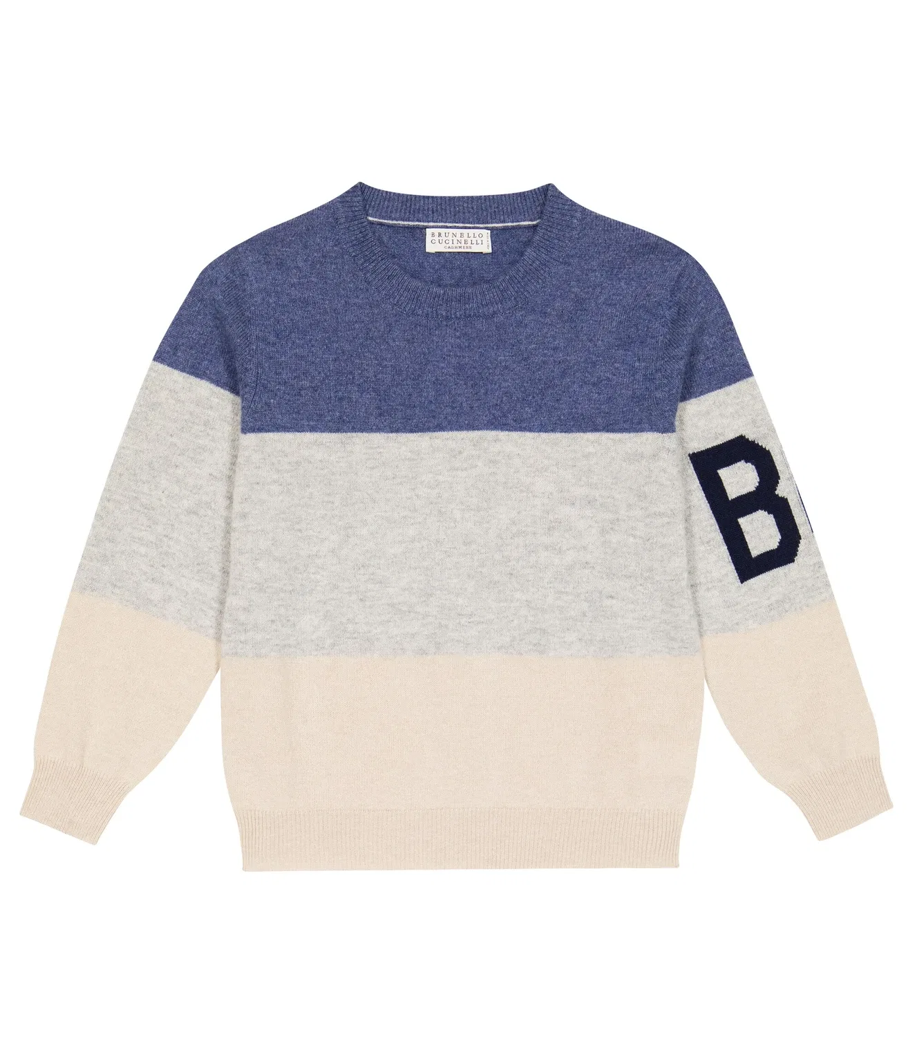 Свитер полосатый из кашемира Brunello Cucinelli Kids, мультиколор