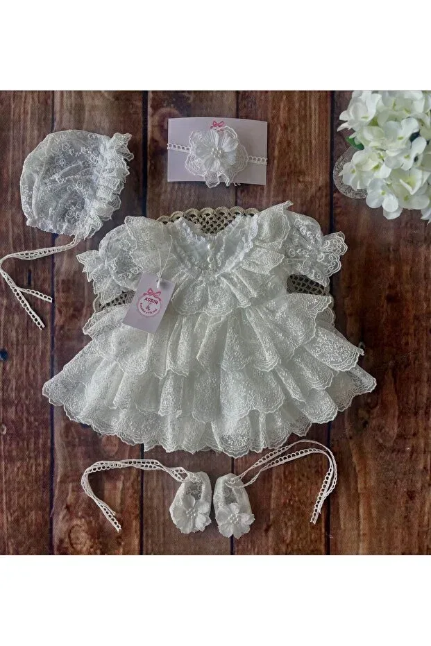 Детский комплект платье и юбка с кружевом Party Butik, White