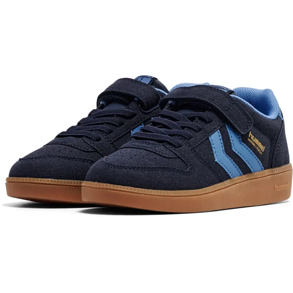 Детские кроссовки для девочек с липучкой Hummel Hanball Perfekt CL, Blue — фото 2