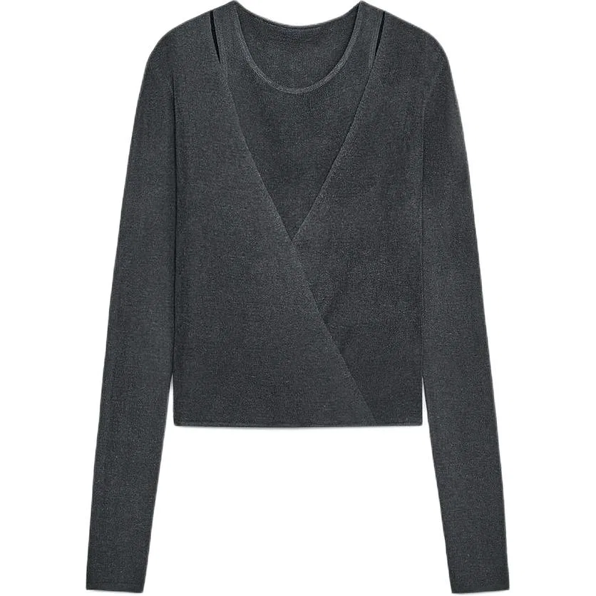 Женский тонкий трикотажный свитер с круглым вырезом Sea Blue ZARA, Sea Blue