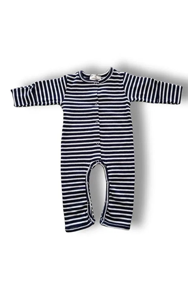 Детское боди-комбинезон с коротким рукавом в полоску Baby Boroosh, Navy-White Striped — фото 4