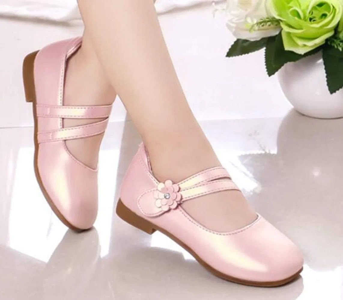 Детские туфли Мэри Джейн с принтом Princess Uniform School Ballet Flower LFHT, Pink — фото 2