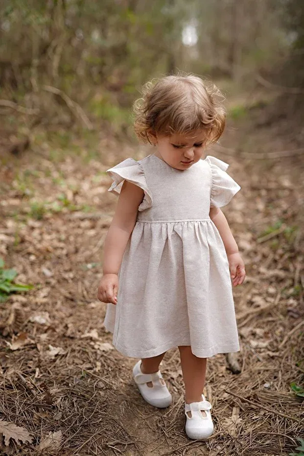 Детское платье для девочек хлопковое Organic Cotton Linen Girl's Dress Mells Baby, Natural Linen — фото 3