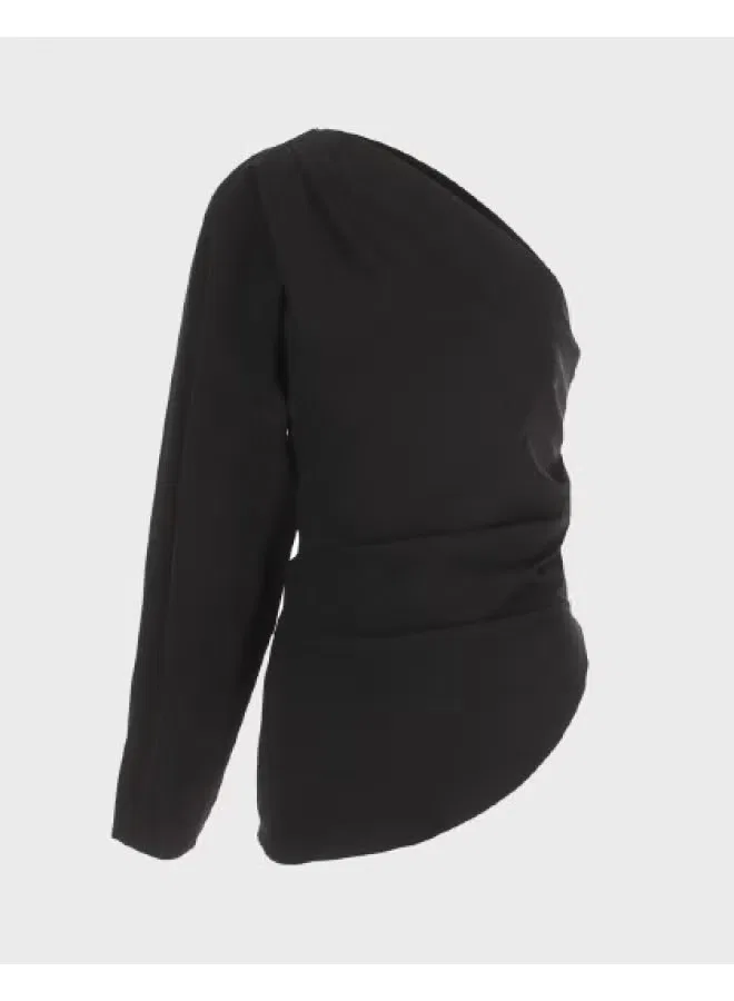 Топ асимметричный с открытыми плечами Zara, черный