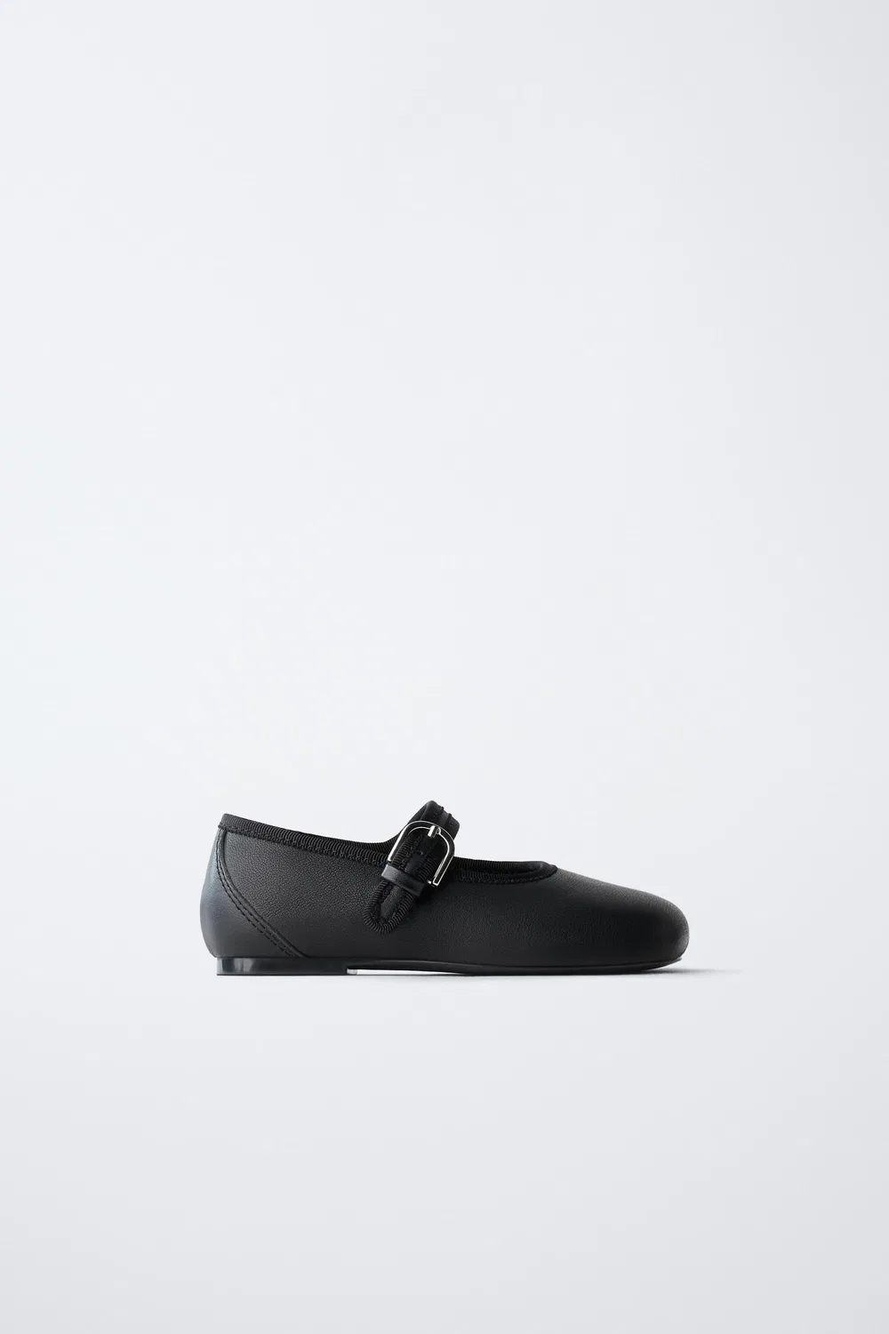 Кожаные балетки с пряжками ZARA, Black