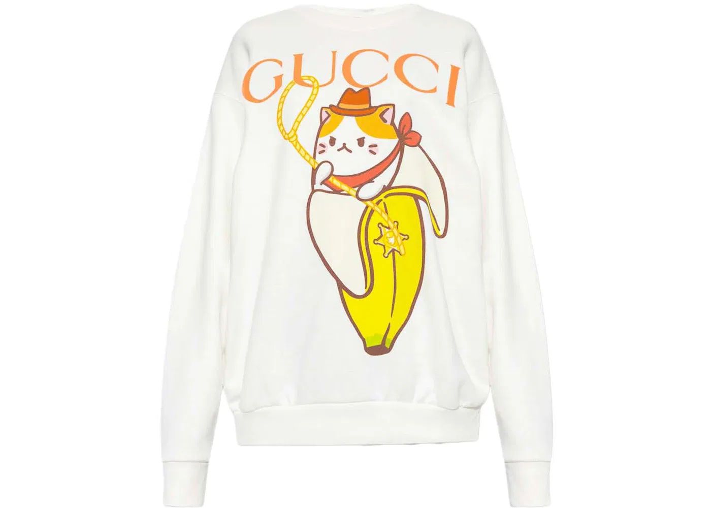 Женский свитшот с принтом Gucci x Bananya Logo Printed Sweatshirt Gucci, White