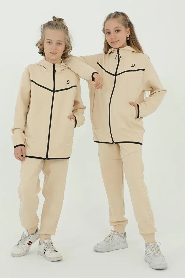 Детский комплект спортивного костюма с капюшоном Black One, Beige — фото 4