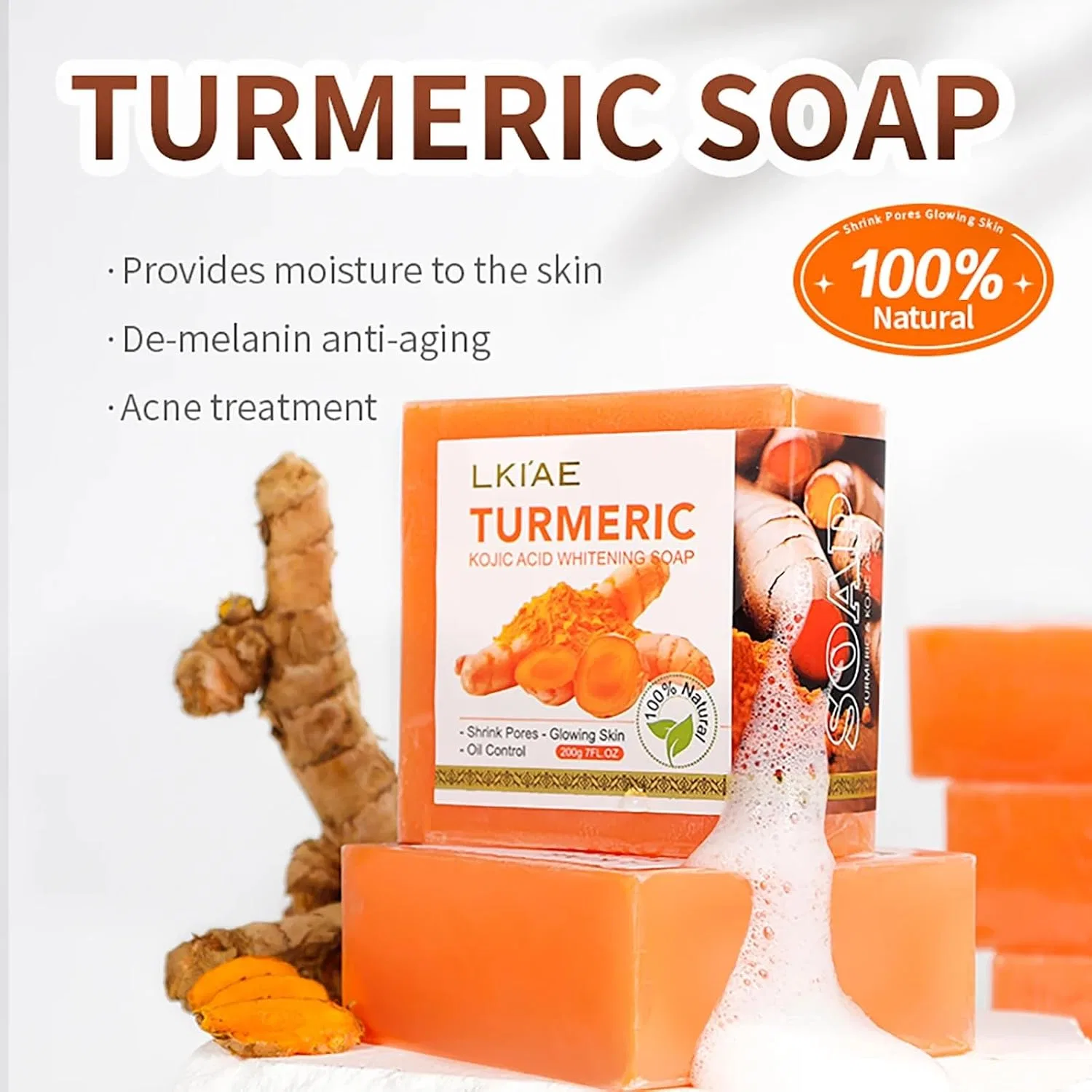 Мыло для лица и тела, куркума и койевая кислота, AILKE BOOST LUSTER, 250 г, 3 Items — фото 2