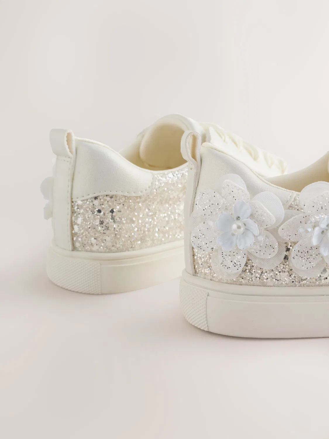 Кроссовки с блестками и бабочками, Silver Glitter Butterfly Next, серебристый — фото 3