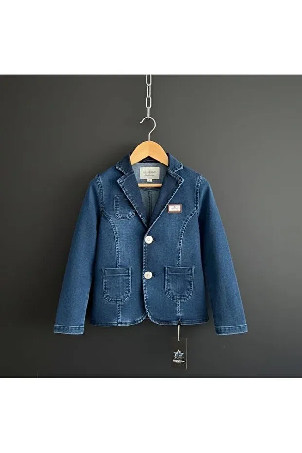 Детский пиджак для мальчиков джинсовый Classic Star Gogo Kids, Navy Blue — фото 3