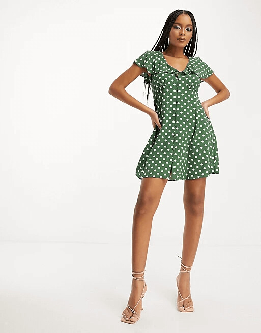 

Платье мини Asos Design Tea, зеленый/белый