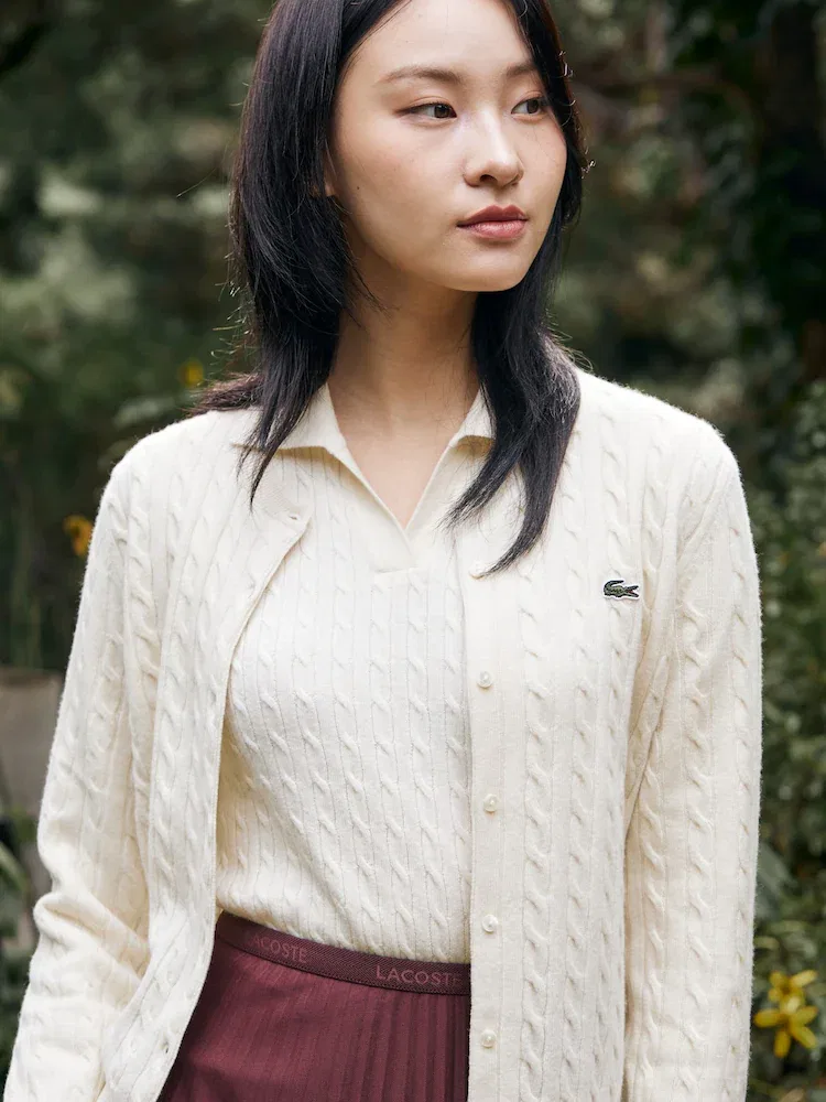 Кардиган LACOSTE кабельной вязки, Cream