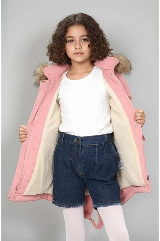 Детское пальто для девочек с капюшоном Jogco, Powder — фото 2