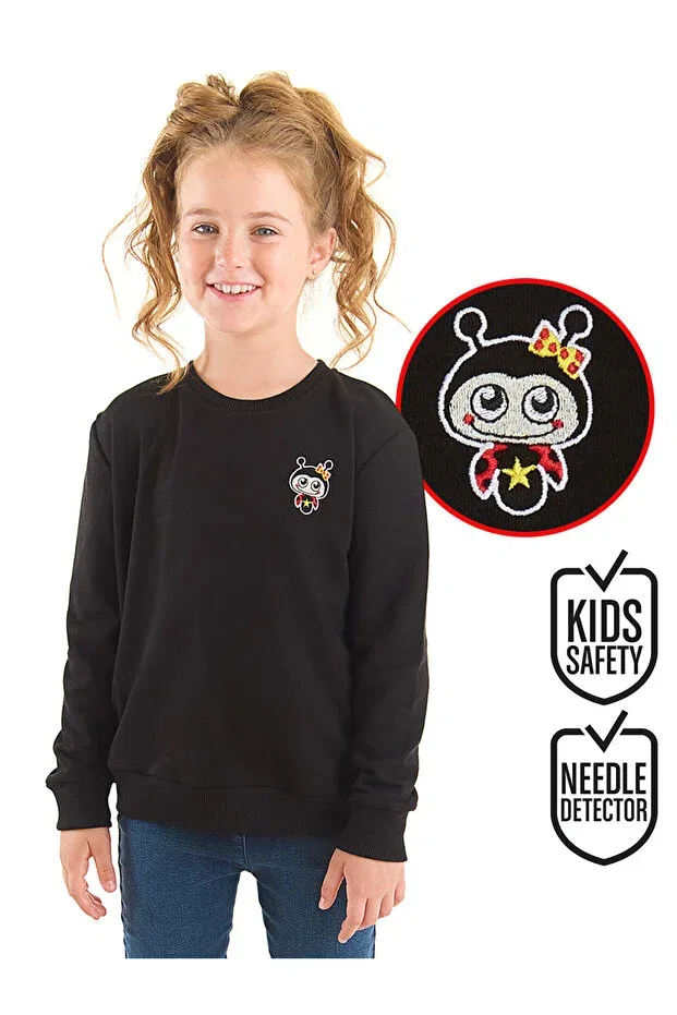Детские свитшот для девочек с принтом Ladybug girl Denokids, Black