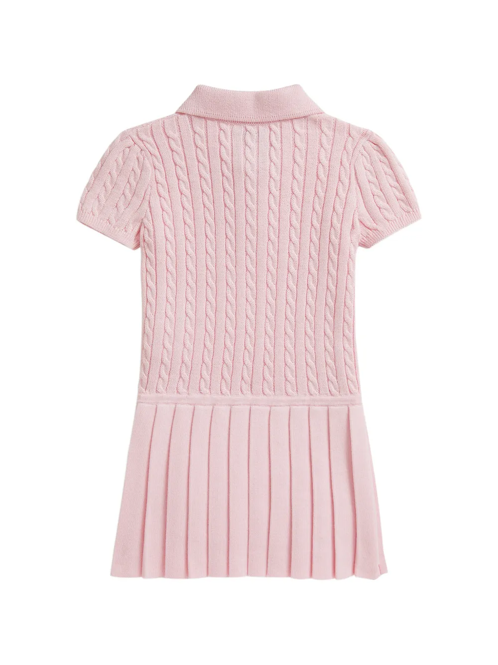 Платье в рубчик с плиссировкой Polo Ralph Lauren Kids, розовый — фото 2