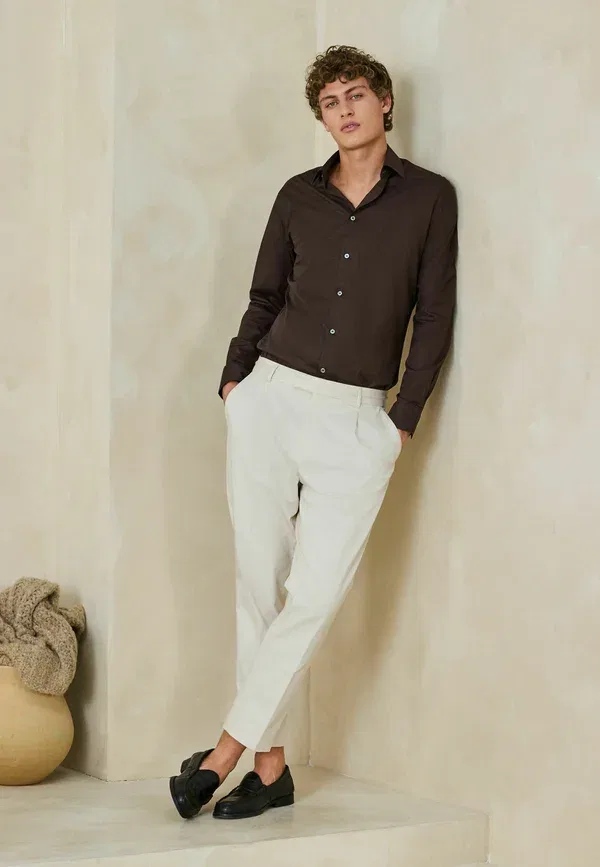 Рубашка хлопковая Formal shirt Next, chocolate brown, коричневый/шоколадный