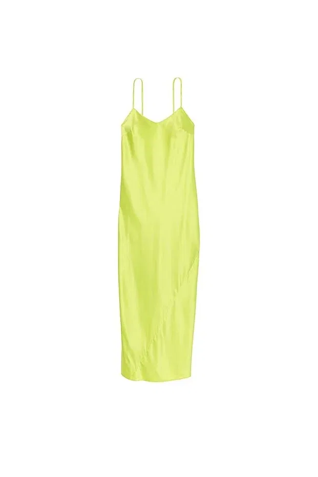 Женская ночная рубашка с принтом сатиновая Victoria'S Secret, Light Yellow — фото 3