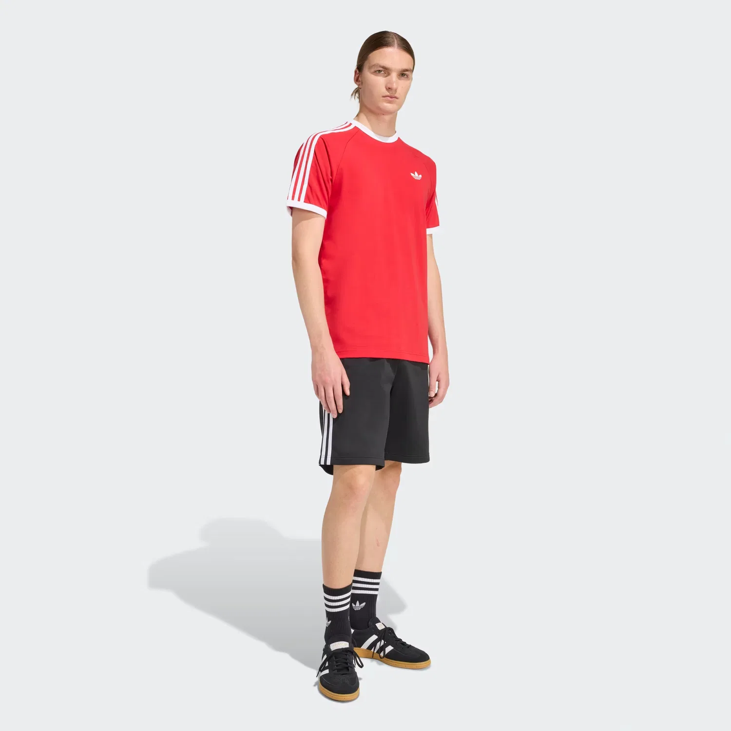 Мужская футболка с полосами 3-Stripes Adicolor Sport Adidas Originals, алый — фото 4