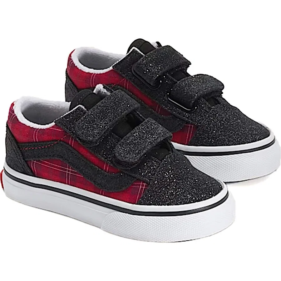 Детские кроссовки Vans Old Skool V, Черно-красный — фото 2