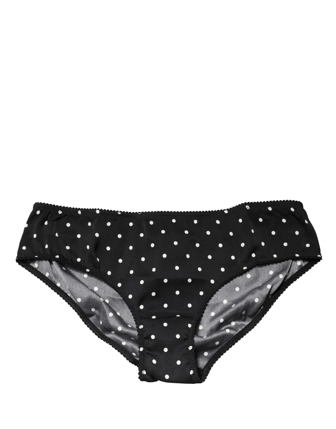 Женские трусы-слип с принтом в горошек Mid Waist Brief Panty Dolce & Gabbana, Black and White — фото 3