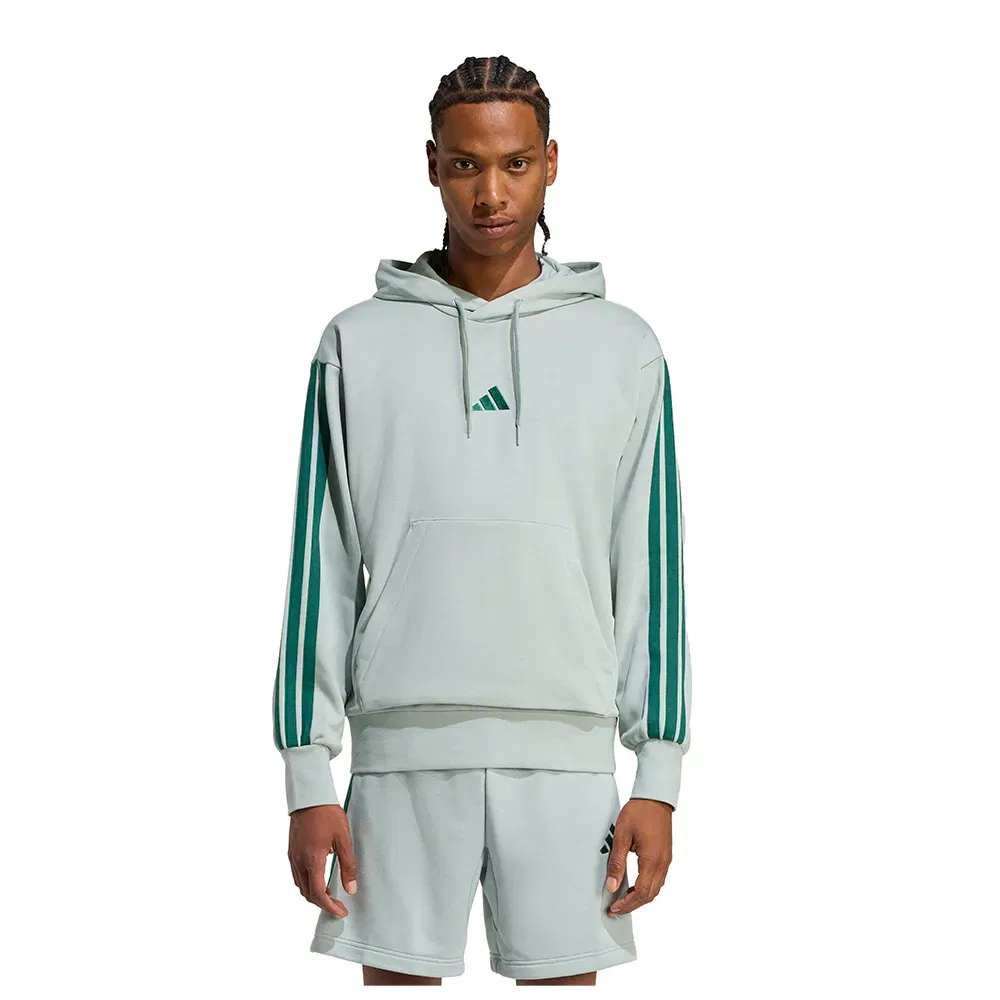 Худи с тремя полосками Adidas Essentials French Terry, зеленый