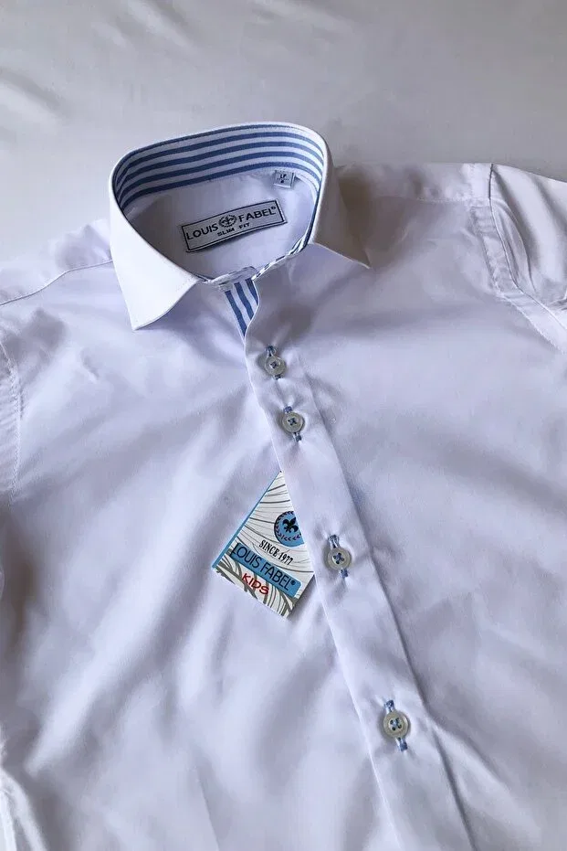 Детская рубашка для мальчиков с коротким рукавом Striped school short sleeve Louis Kids, Blue — фото 2