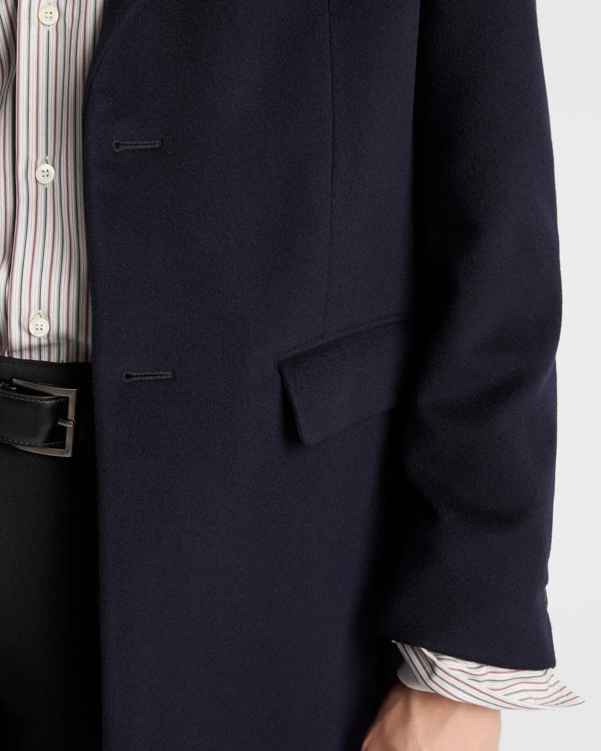 Однобортное пальто из шерсти и кашемира Prada, синий — фото 4
