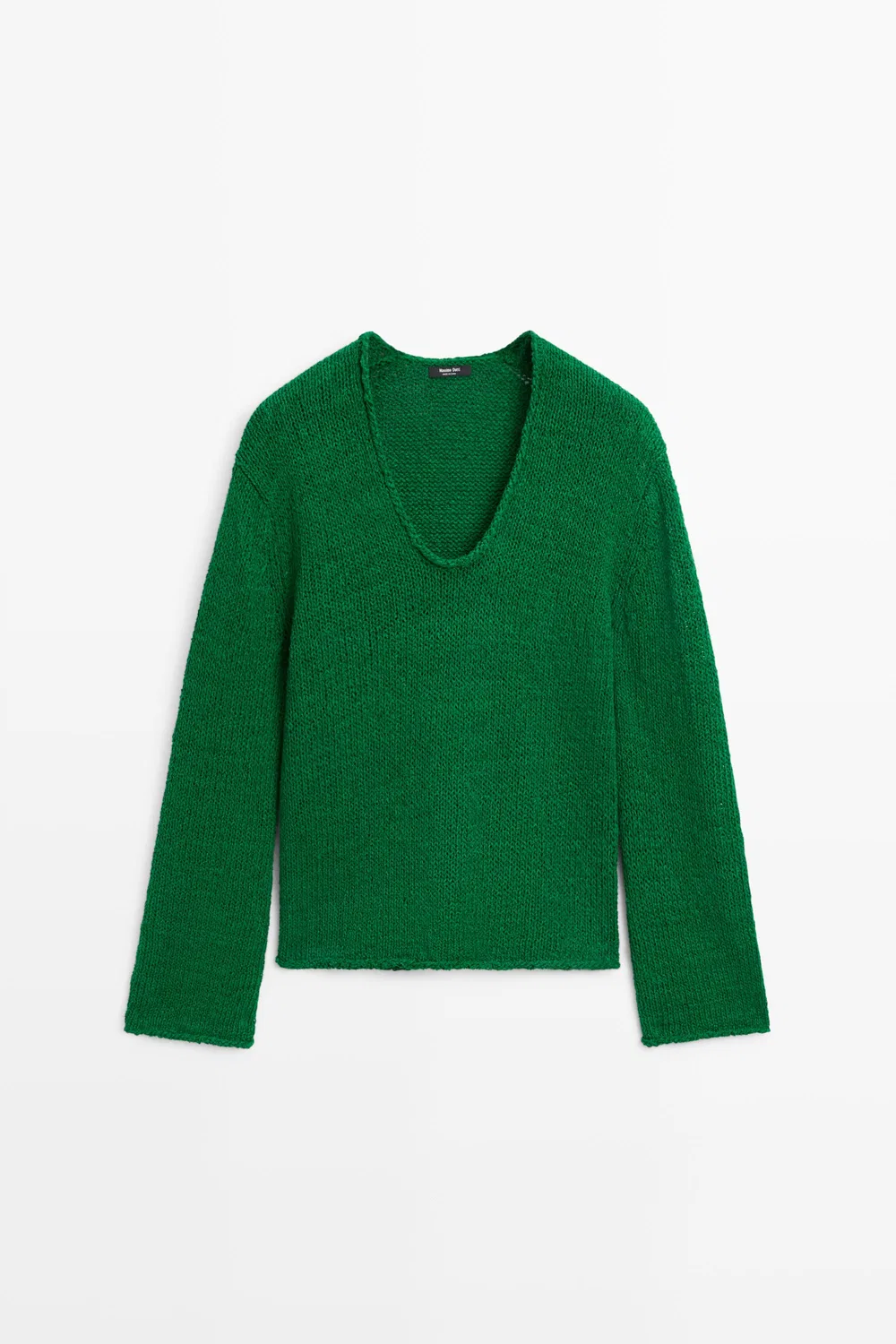 Свитер Massimo Dutti Cotton-Blend Knit, зеленый — фото 2