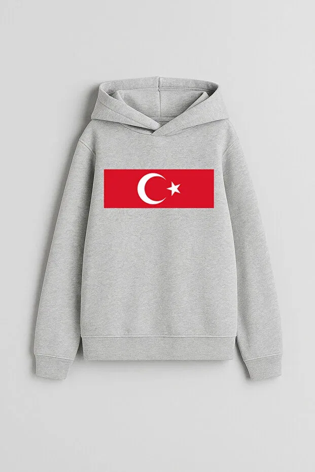 Детское худи с принтом Turkish Flag Unisex Moda, Gray