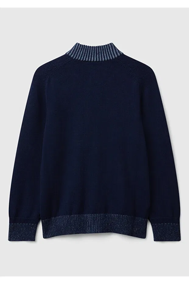 Детский кардиган на молнии с длинным рукавом United Colors Of Benetton, Navy Blue — фото 2