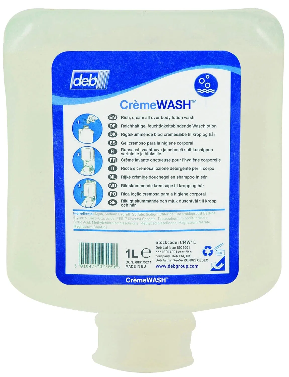 Гель для душа Deb Crème WASH, набор 6 картриджей по 1 л
