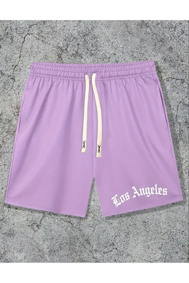 Детские шорты-бермуды для девочек с принтом Los Angeles Printed Nigrum Pardus, Purple