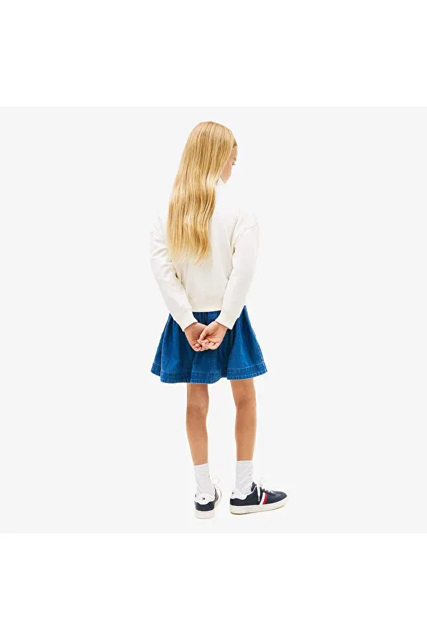 Детское для девочек свитшот с принтом Flock flower crew neck kids white sweatshirt Tommy Hilfiger, Ybh-White — фото 3