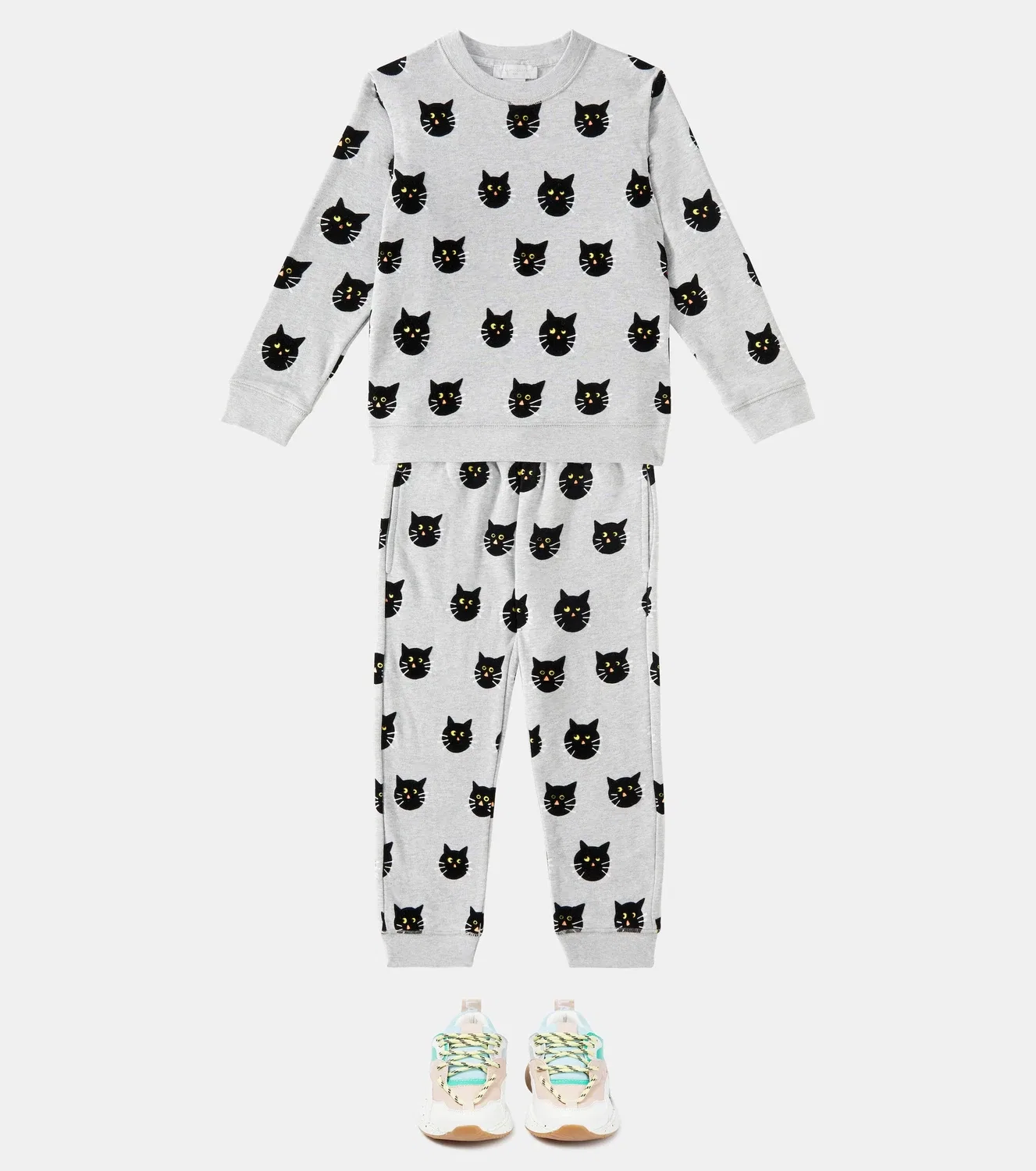 Комплект из хлопковой толстовки с принтом и спортивных брюк, Stella Mccartney Kids, серый — фото 2