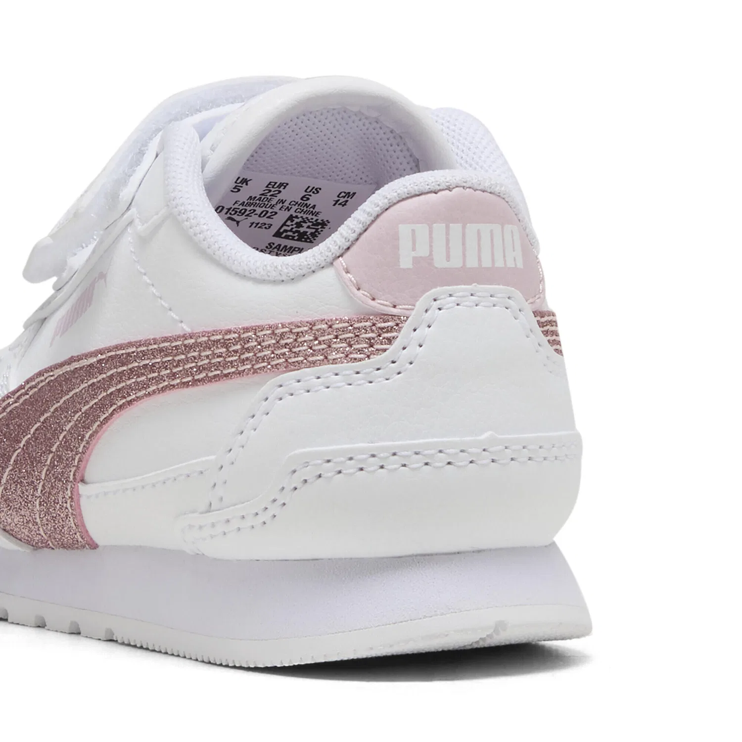 Детские кроссовки с блестками ST Runner v4 Glitter Puma, Weiss Silver Rosa — фото 2