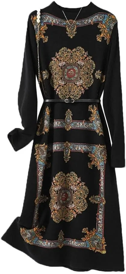 Женское свободное платье оверсайз с круглым вырезом, Black