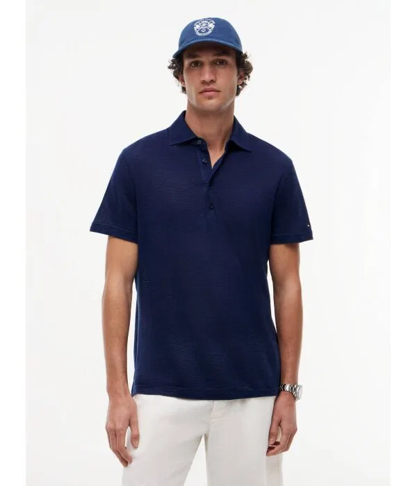 Мужское поло из льна Tommy Hilfiger, Blu Marino