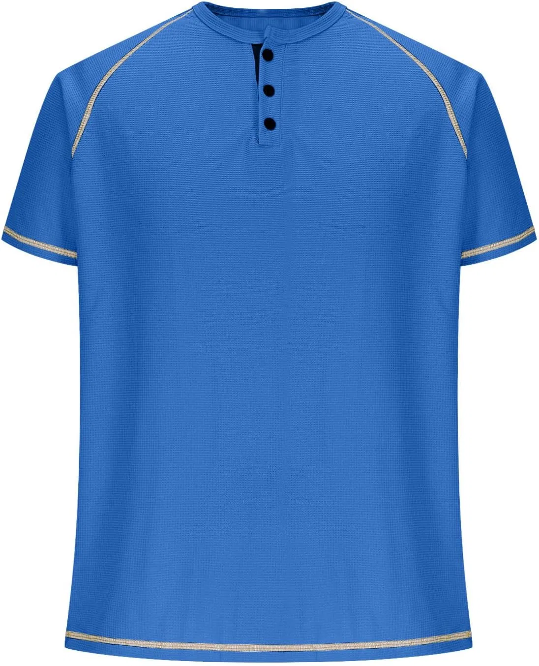 Мужская свободная футболка-поло Henley с коротким рукавом, Blue — фото 2