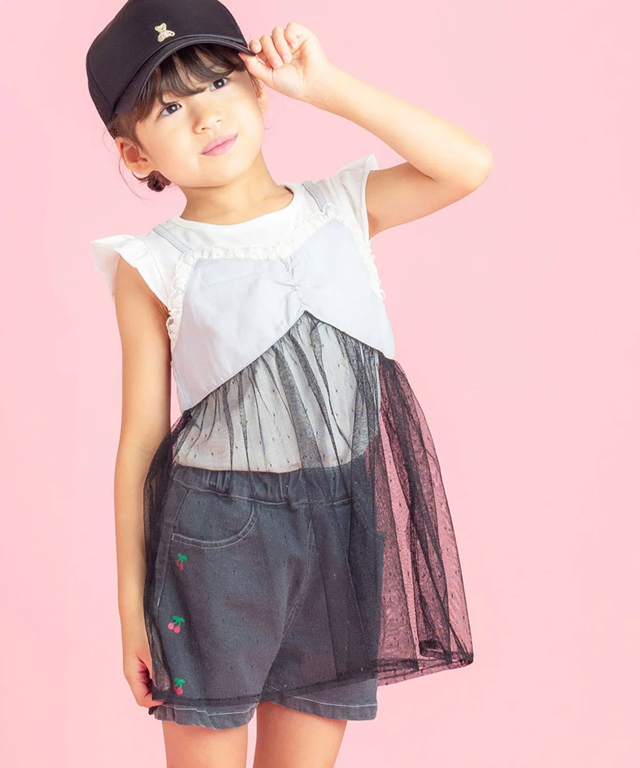 Детская туника для девочек с длинным рукавом модель Dot Tulle Camisole AIMABLE, Gray